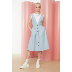 Trendyol Blue Buttoned Gilet Dress