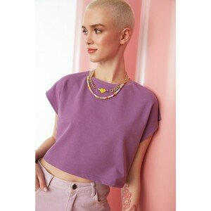Trendyol Lilac Crop Knitted T-Shirt