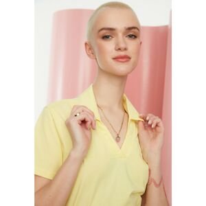 Trendyol Yellow V-Neck Crop Knitted T-Shirt