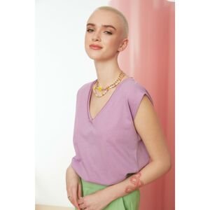 Trendyol Lilac Dirty Stitch Detail Basic Knitted T-Shirt