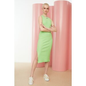 Trendyol Green Cut Out Detailed Corduroy Knitted Dress