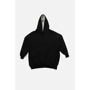 Trendyol Black Color Block Oversize Raised Sports Sweatshirt