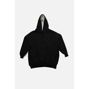 Trendyol Black Color Block Oversize Raised Sports Sweatshirt