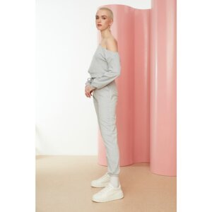 Trendyol Gray Asymmetric Loose Jogger Knitted Bottom-Top Set