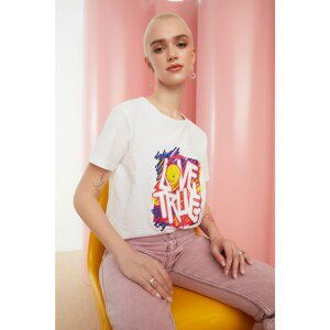 Trendyol White Tweety Licensed Printed Basic Knitted T-Shirt