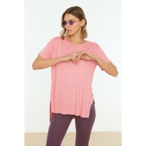Trendyol Pink Striped Boyfriend Knitted T-Shirt