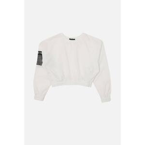 Trendyol White Patch Detail Basic Sports Sweatshirt