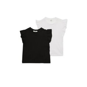 Trendyol Black-White 2-Pack Frilly Girl Knitted T-Shirt