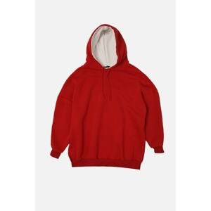 Trendyol Red Color Block Oversize Raised Sports Sweatshirt