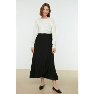 Trendyol Black Woven Wrapped Ruffle Skirt