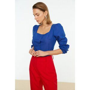 Trendyol Blue Button Back Tie Detailed Stylish Blouse