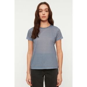 Trendyol Navy Striped Basic Knitted T-Shirt