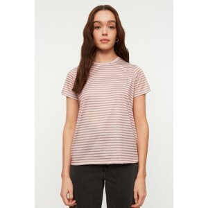 Trendyol Mink Striped Basic Knitted T-Shirt