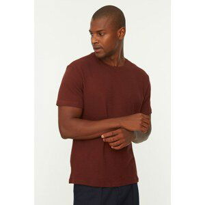 Trendyol Brown Men Regular Fit Crew Neck Short Sleeve Textured T-Shirt