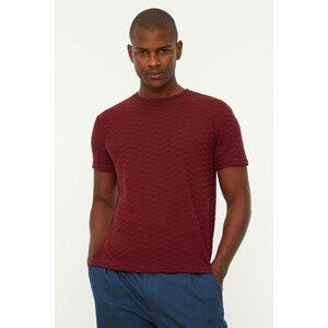 Trendyol Claret Red Men Regular Fit Crew Neck Short Sleeve Textured T-Shirt