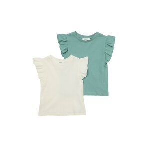 Trendyol Mint-Ecru 2-Pack Ruffled Girls' Knitted T-Shirt
