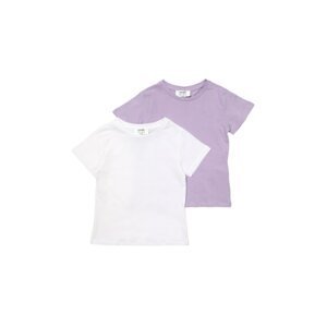 Trendyol White-Lilac 2-Pack Basic Girls' Knitted T-Shirt