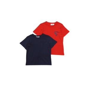 Trendyol Navy Blue-Red 2-Pack Pocket-Basic Boy Knitted T-Shirt