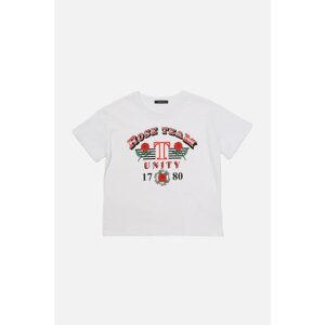 Trendyol White Printed Semifitted Knitted T-Shirt