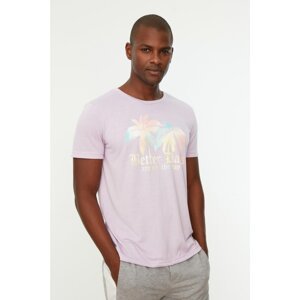 Trendyol Lilac Men Regular Fit Short Sleeve Crew Neck Printed T-Shirt