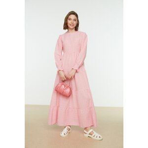 Trendyol Pink Gingham Gipe Detailed Layered Woven Dress