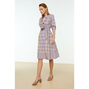 Trendyol Lilac Belted Check Dress