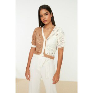 Trendyol Ecru Openwork Knitwear Cardigan