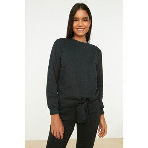 Trendyol Anthracite Knitted Thin Sweatshirt with Tie Detail.