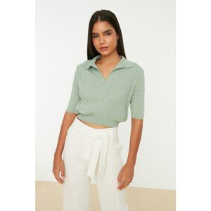 Trendyol Mint Polo Collar Knitwear Sweater