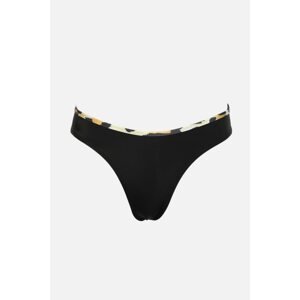 Trendyol Black Leopard Piping Detailed Bikini Bottom