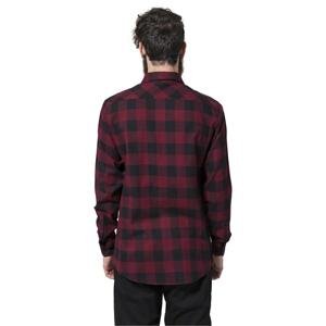 Plaid flannel shirt blk/burgundy