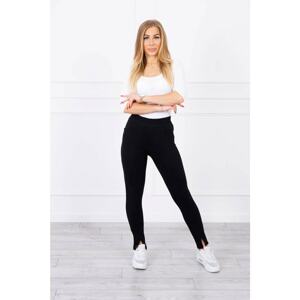 Trousers with slit on leg black