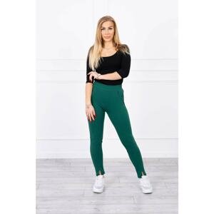Trousers with slit on leg green
