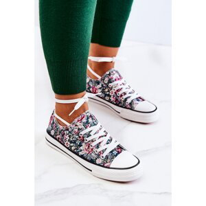 Low Sneakers With Green Flowers Desiree