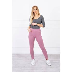Trousers with slit on leg dark pink