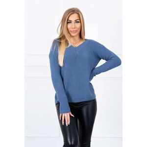 Denim sweater with V-neck