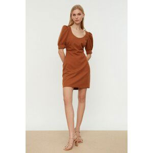 Trendyol Brown Dress with Balloon Sleeves