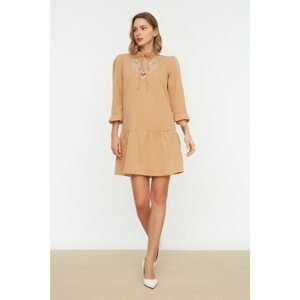 Trendyol Camel Embroidery Detailed Dress
