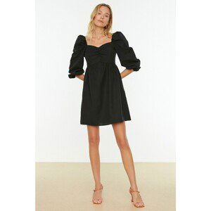 Trendyol Black Collar Detailed Balloon Sleeve Dress