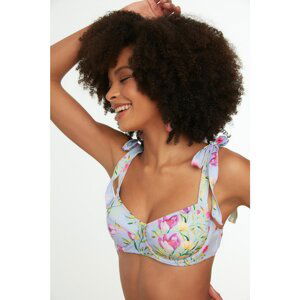 Trendyol Lilac Print Detail Bikini Top