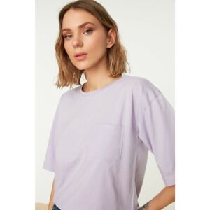 Trendyol Lilac Pocket Detailed Loose Knitted T-Shirt