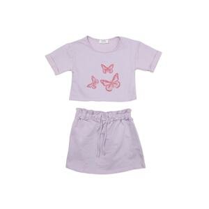 Trendyol Lilac Printed Girl Knitted Top-Top Set
