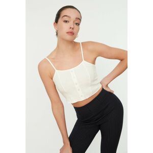 Trendyol Ecru Snap Snap Crop Ribbed Knitted Singlet