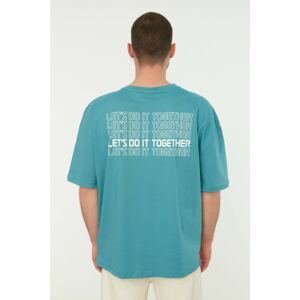 Trendyol Green Men's Oversize Crew Neck Short Sleeve Printed T-Shirt