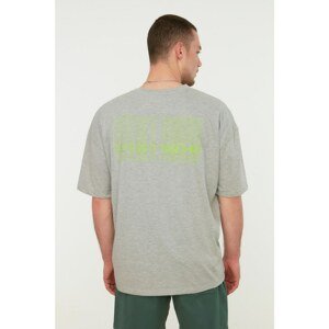 Trendyol Gray Men's Oversize Crew Neck Short Sleeve Printed T-Shirt