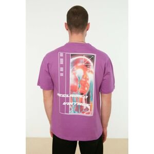 Trendyol Purple Men's Relaxed Fit Short Sleeved Back Printed T-Shirt