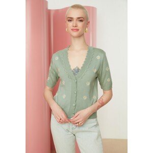 Trendyol Mint Embroidered Knitwear Cardigan