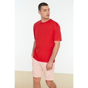 Trendyol Red Men's Basic 100% Cotton Relaxed Fit Crew Neck Short Sleeved TShirt