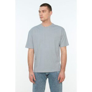 Trendyol Gray Men's Basic 100% Cotton Relaxed Fit Crew Neck Short Sleeved TShirt