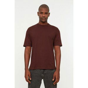 Trendyol Brown Men's Basic 100% Cotton Relaxed Fit Crew Neck Short Sleeved T-Shirt